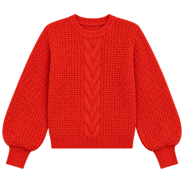 Sézane Jazz Cable Knit Jumper Orange Balloon Sleeve Chunky Knit NWOT