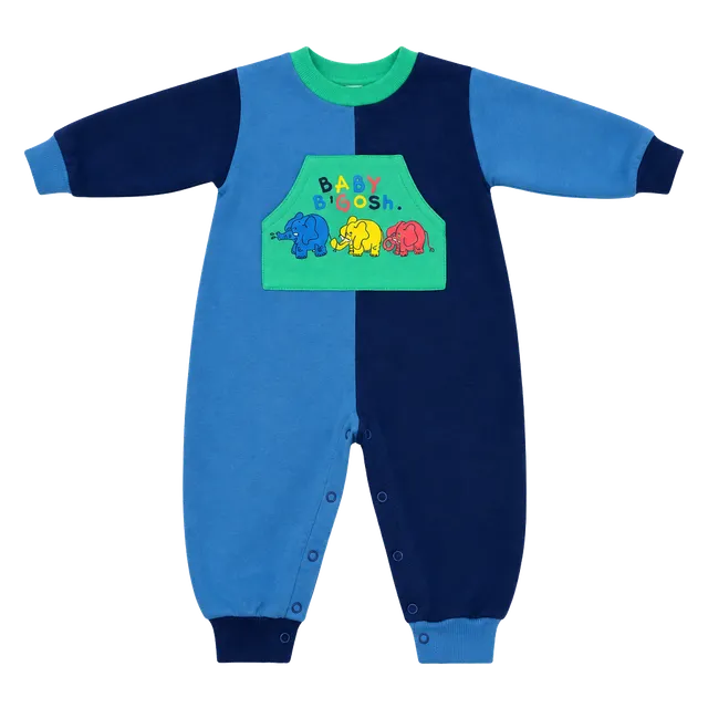 Vintage 90s Baby B'Gosh Colorblock Elephant Jumpsuit Romper