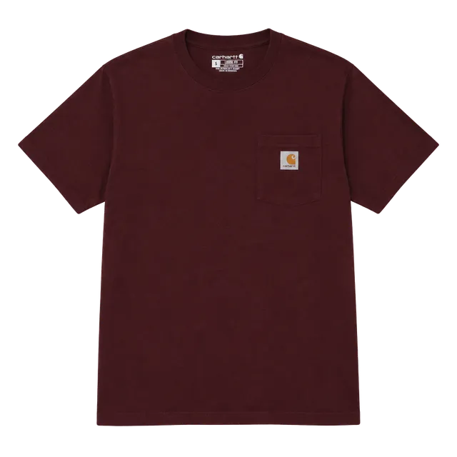 Carhartt K87 Pocket T-Shirt Size S Burgundy Loose Fit Short Sleeve