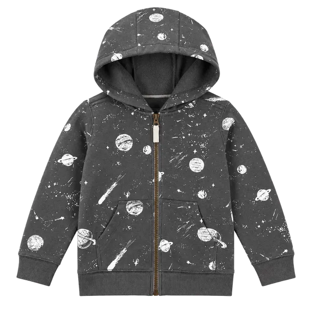 Carter's Kid Space Zip-Up Hoodie Size 10 Gray Outer Space Print #57