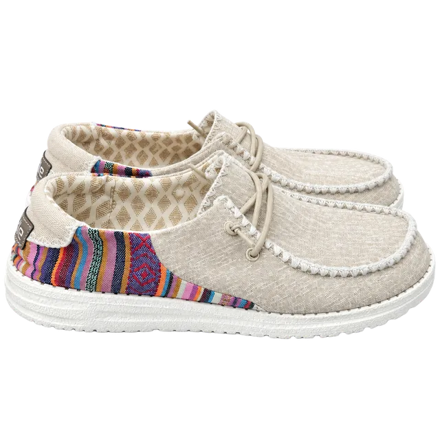 9W Hey Dude Wendy Rodeo Beige Multi Slip On Loafers