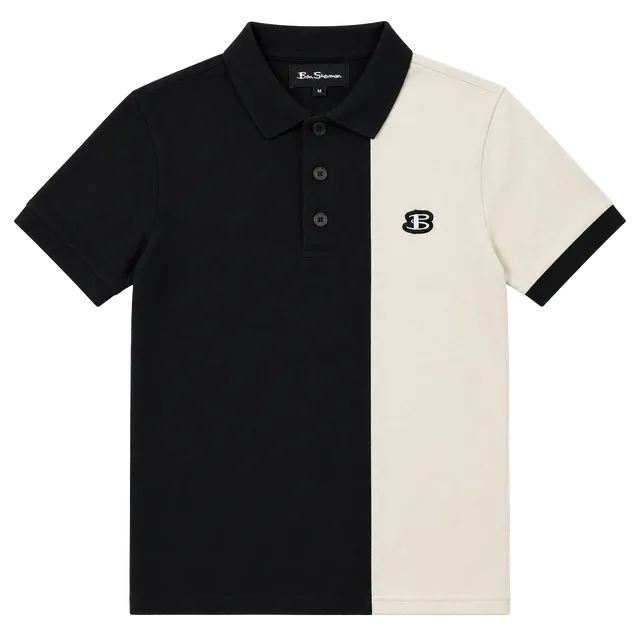 Ben Sherman Long Sleeve Polo Size M Black White Striped