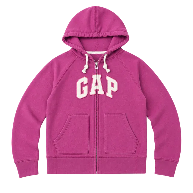 Vintage Gap Arch Logo Full Zip Hoodie Magenta Pink Size M