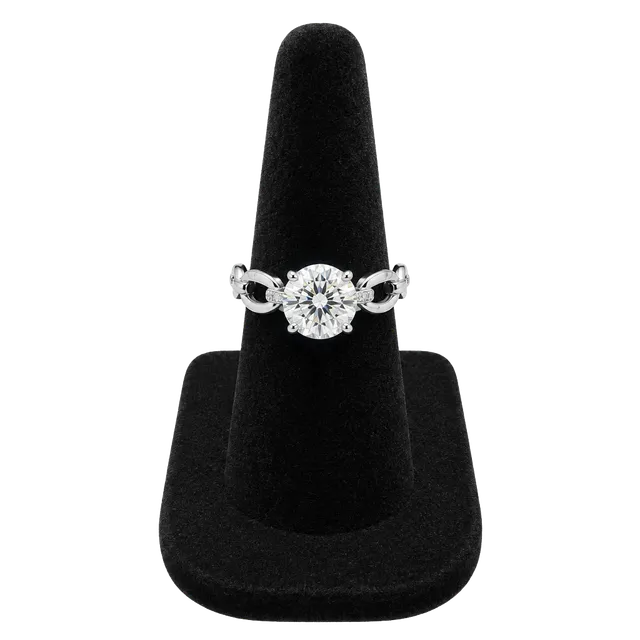 GRA Moissanite Solitaire Ring 8.0mm 2.0ct D Silver tone