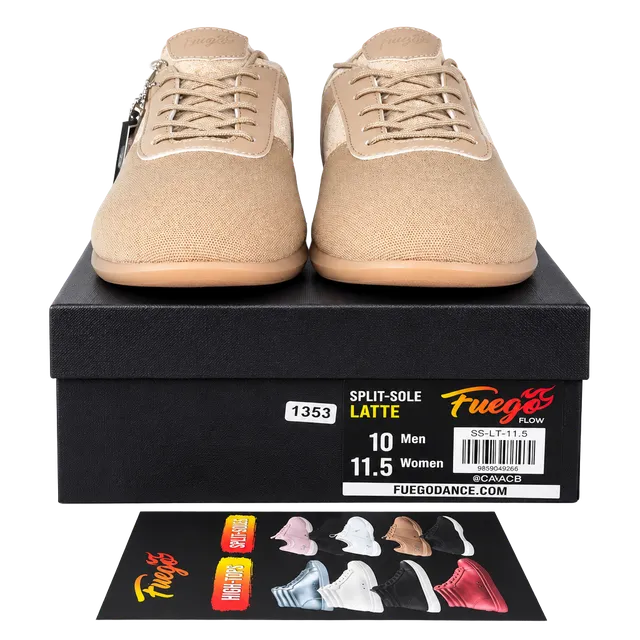No.63 Fuego Split-Sole Latte Dance Sneaker Size 10 Men 11.5 Women