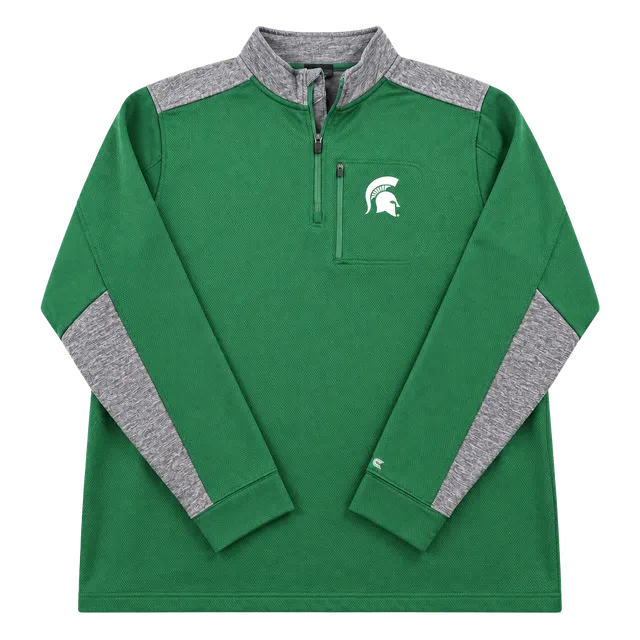 Colosseum Michigan State Spartans Quarter Zip Pullover Mens XL Green Gray
