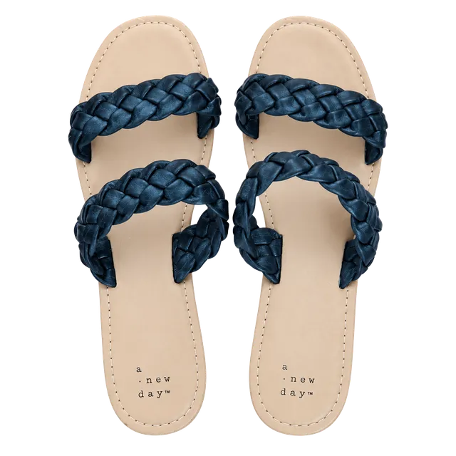 A New Day Lucy Braided Slide Sandals Black
