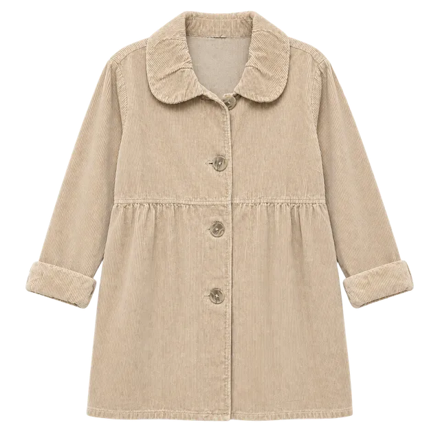 Vintage Beige Corduroy Collared Button-Down cottagecore Peplum Jacket