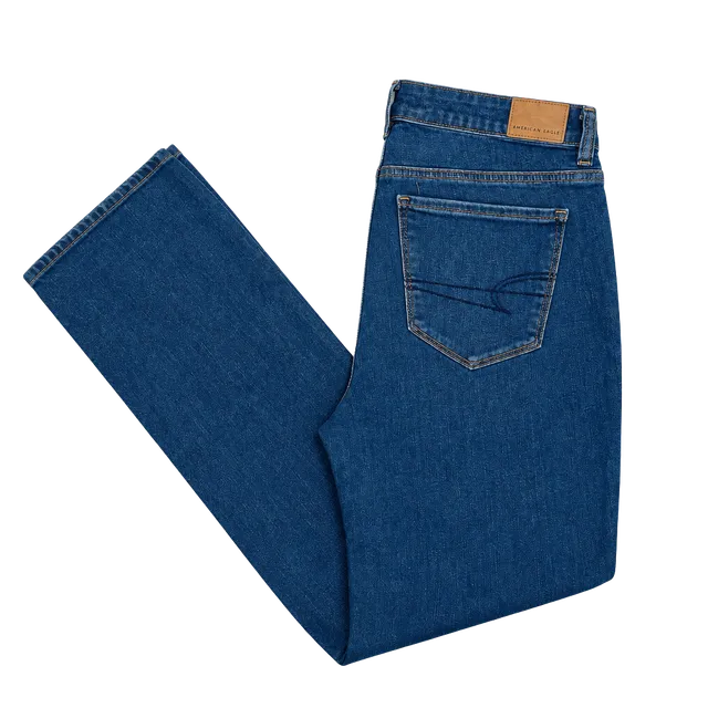 American Eagle Kick Bootcut Jeans Size 8 X Short High Rise Raw Hem Stretch Blue