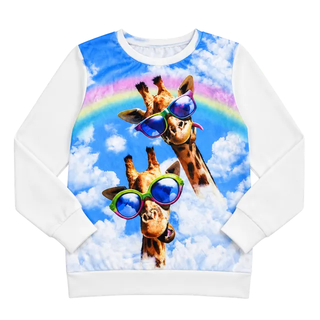 Denater Kids Giraffe Sunglasses Rainbow Long Sleeve Sweatshirt 130