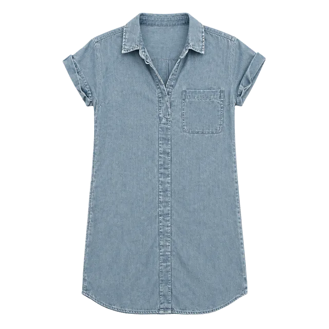 Market & Spruce Denim Tunic Dress Size M Light Wash Short Sleeve