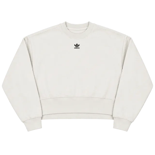 Adidas Trefoil Cropped Sweatshirt Size S Off White Pullover