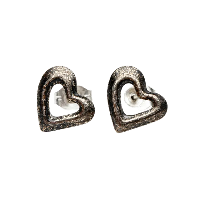 Open Heart Stud Earrings Sterling Silver