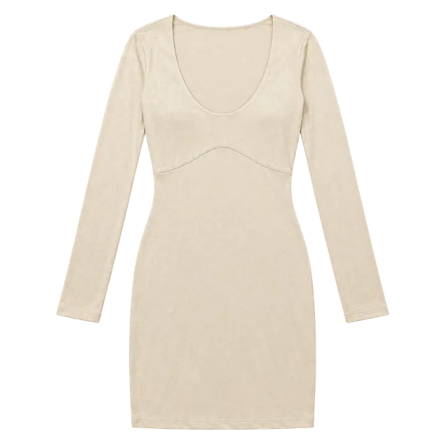Naked Wardrobe Long Sleeve Midi Dress Size S Beige