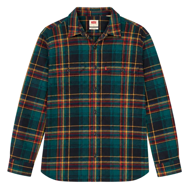 Levi's Plaid Flannel Shirt Size S Green Long Sleeve