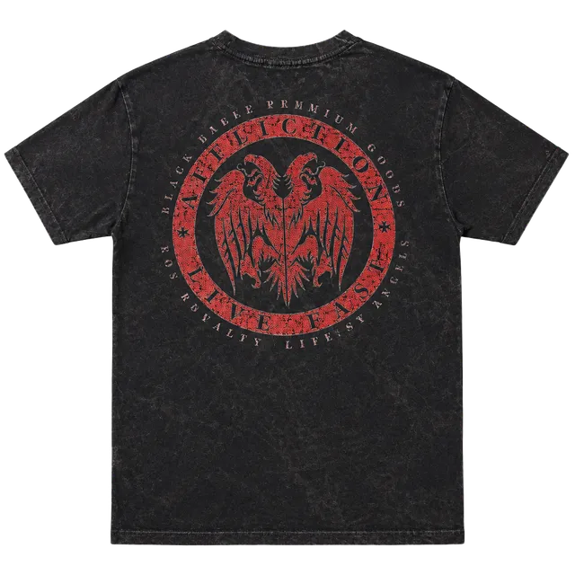 Black Label Affliction Graphic T-Shirt Size L Black Red Winged Logo