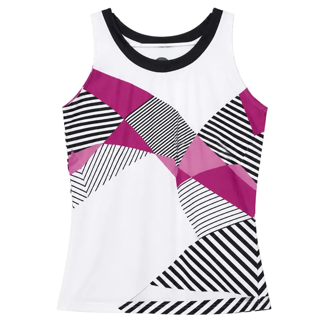 Bollé Athletic Tank Top Size L White Black Pink Geometric