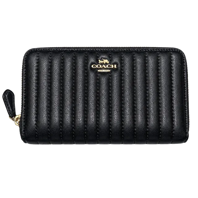 Authentic Coach Quilted Black Leather Zip Around Wallet
