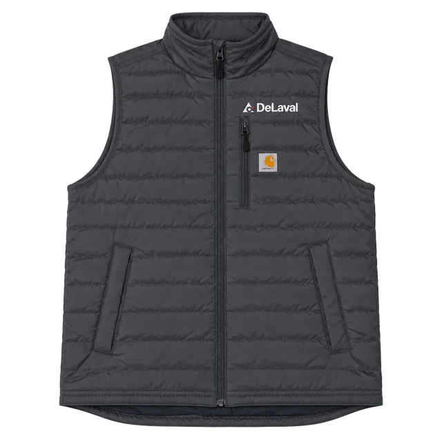 Carhartt Gilliam Vest Size M Gray Rain Defender DeLaval Logo