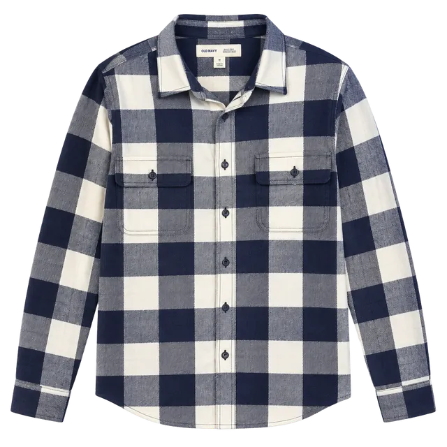 Old Navy Flannel Shirt Size XL Blue White Plaid