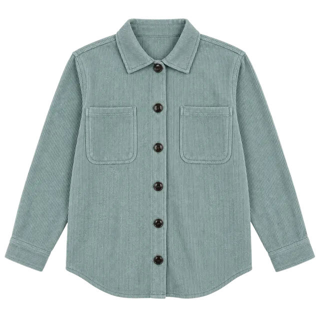 Maurices Women’s Medium Blue Ribbed Shacket Oversized Button Front Shirt Jacket