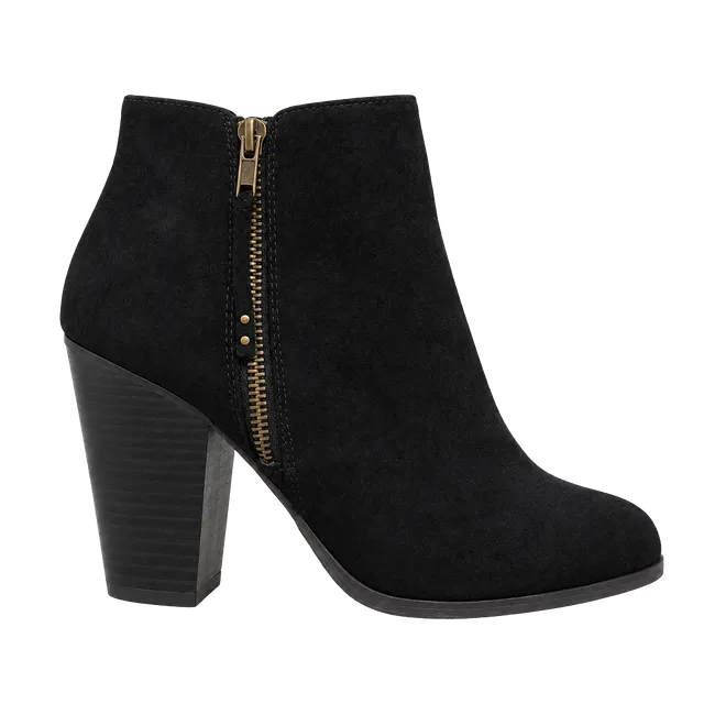 Charlotte Russe Black Suede Chunky Heel Ankle Booties