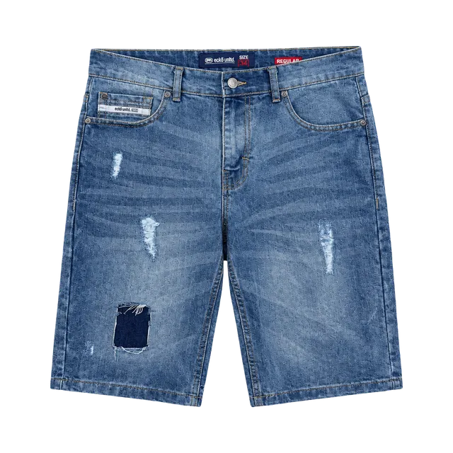 Ecko Unltd. Denim Shorts Size 34 Relaxed Distressed Blue