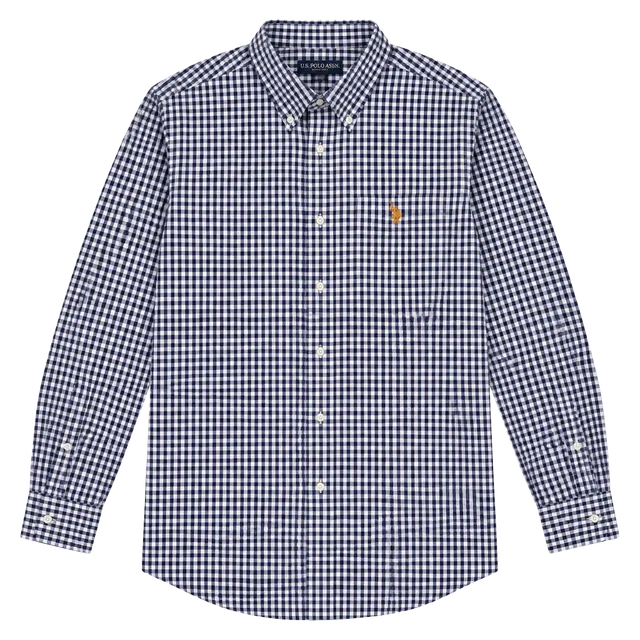 U.S. Polo Assn. Long Sleeve Gingham Button Down Shirt Size 3XL Purple White