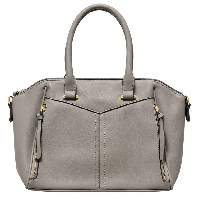 Gray Faux Leather Handbag