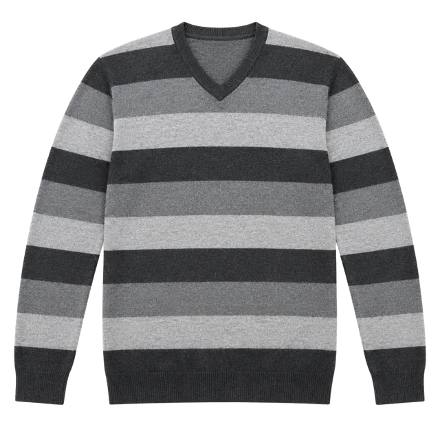 Old Navy V-Neck Striped Sweater Size M Gray