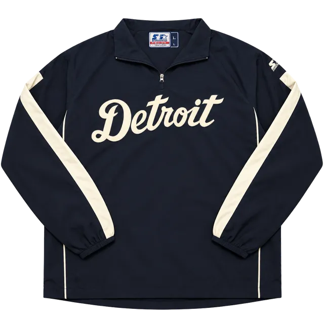 Majestic Detroit Tigers Cool Base Pullover Jacket XL Navy Blue rare vintage 