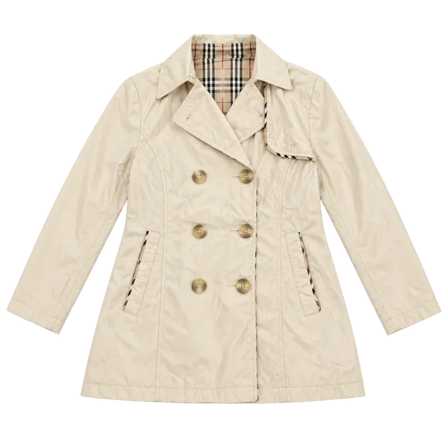 Kids Burberry London Trench Coat Jacket Size L Beige Double Breasted Nova Check