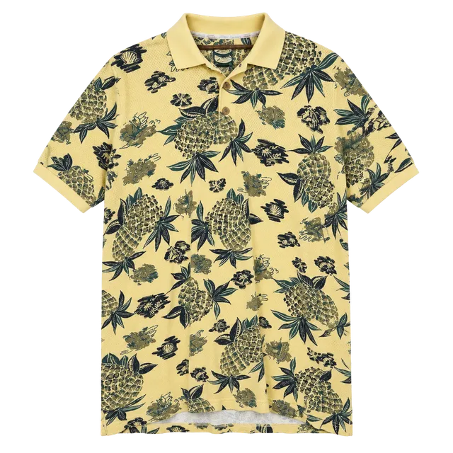 Tommy Bahama Pineapple Polo Shirt Size L Yellow Cotton