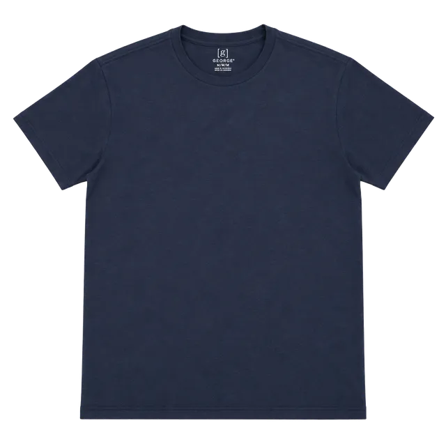 George T-Shirt Size XL (46-48) Navy Blue Crewneck Cotton Short Sleeve