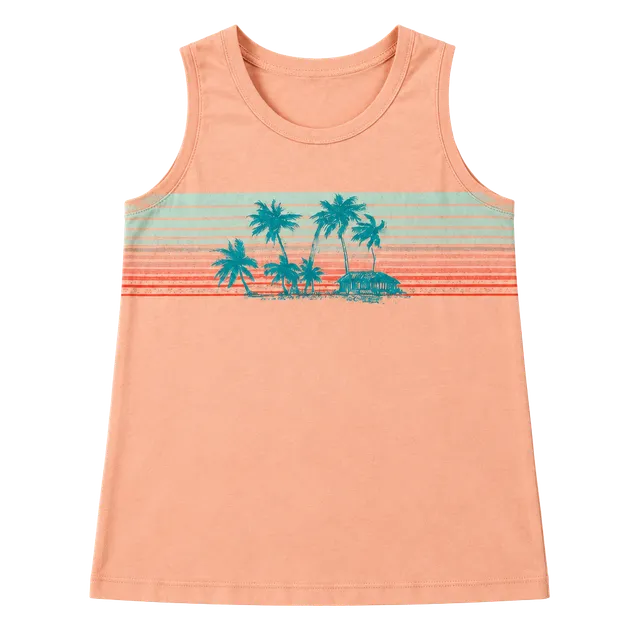 Columbia PFG Tank Top Size M Peach Palm Tree Graphic Sleeveless Shirt