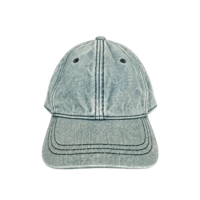 Universal Thread Baseball Hat Blue Acid Wash Denim Leather Strapback Cap