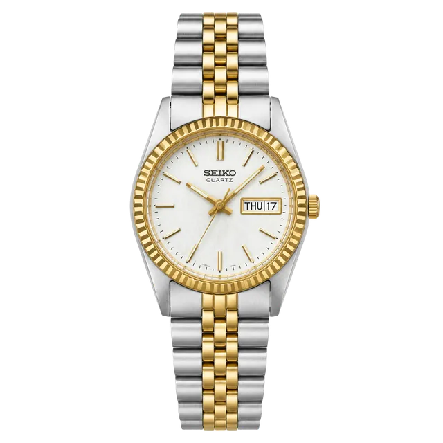 Vintage Seiko 7N83-0041 Women’s Two Tone Quartz Day Date Bracelet Watch