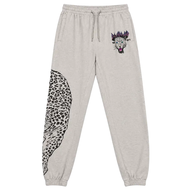 Def Leppard Sweatpants Gray Leopard Print