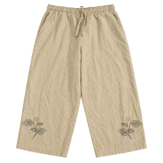 Jane Ashley Beige Embroidered Cotton Capri Pants Womens PXL