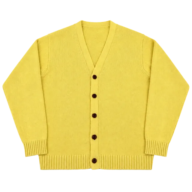 L.L. Bean Cotton V-Neck Cardigan Sweater Men's Size LG-REG Yellow