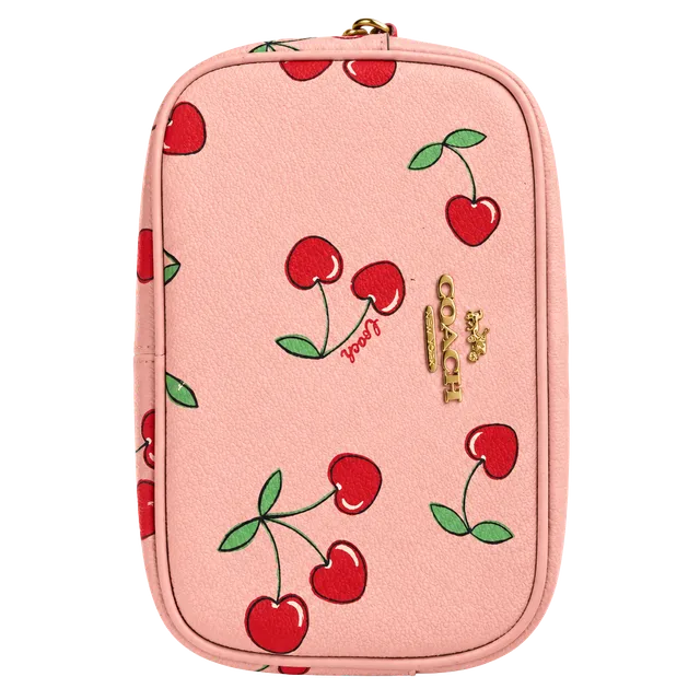 Coach Mini Jamie Camera Bag Heart Cherry Print Pink Leather