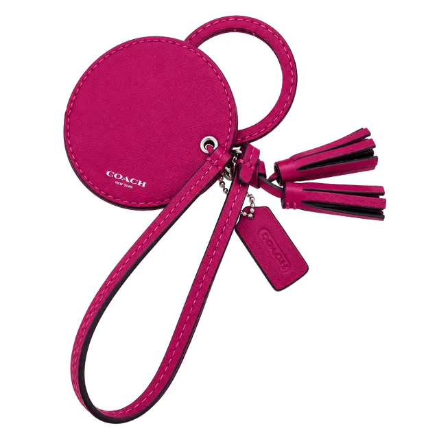 Coach Legacy Hot Pink Leather Compact Mirror Bag Charm Tassel
