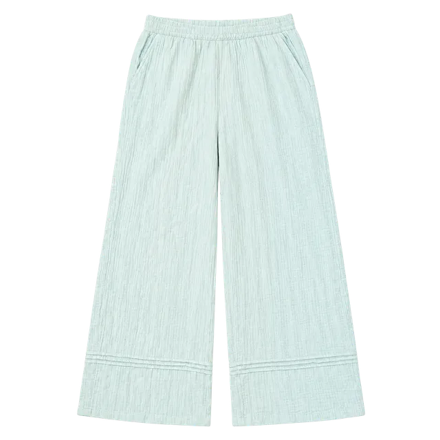 DKNY Pants Light Blue Gauze Wide Leg Elastic Waist
