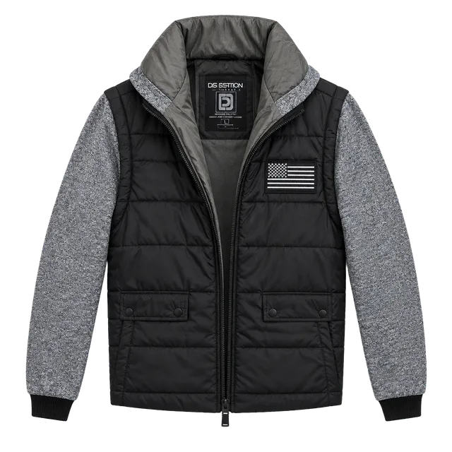 Distortion Jacket Size S Puffer Gray Black Full Zip