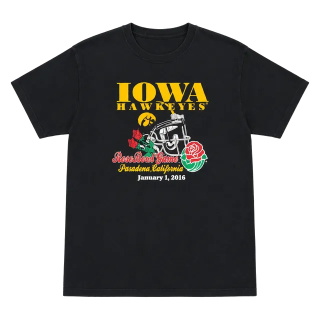 Gildan Iowa Hawkeyes Rose Bowl 2016 T-Shirt Size L Black Cotton
