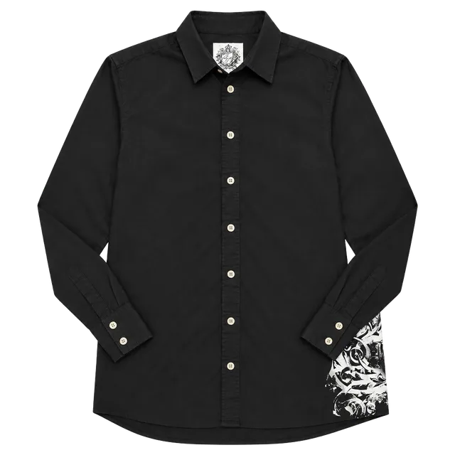 Affliction styled Long Sleeve Button-Down Shirt Black Graphic