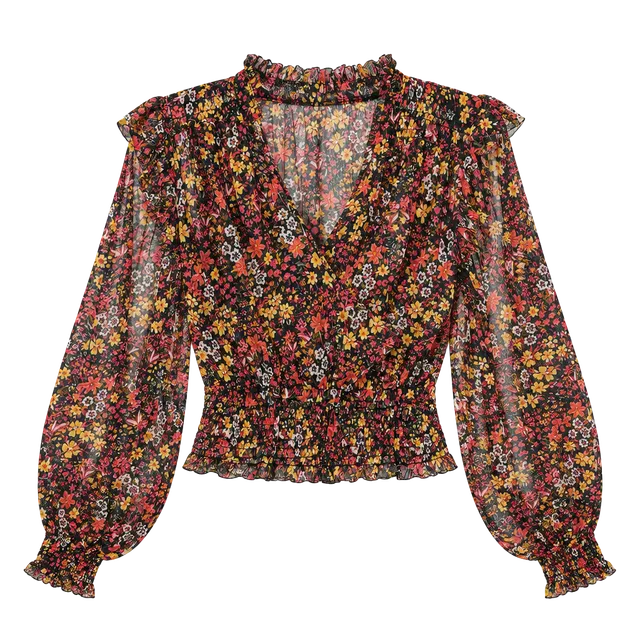 Free People Floral Long Sleeve Blouse Size XS