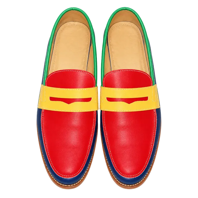 Handmade Men Multi Color Leather Dress Shoes, Men Slip on Loafer Shoes