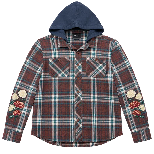 Primitive Skateboarding Layne Two-Fer Flannel Size L, Brown Plaid women’s Hoodie