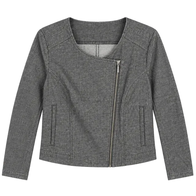 H By Halston Asymmetrical Zip Jacket Size 10 Gray